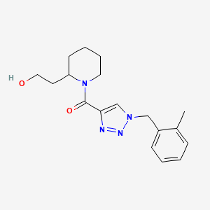 molecular formula C18H24N4O2 B6033379 2-(1-{[1-(2-methylbenzyl)-1H-1,2,3-triazol-4-yl]carbonyl}-2-piperidinyl)ethanol 