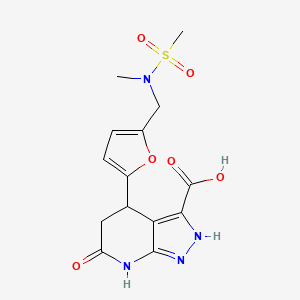 molecular formula C14H16N4O6S B6033385 4-(5-{[methyl(methylsulfonyl)amino]methyl}-2-furyl)-6-oxo-4,5,6,7-tetrahydro-1H-pyrazolo[3,4-b]pyridine-3-carboxylic acid 