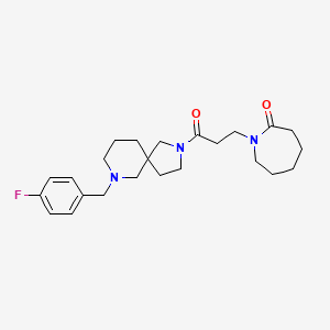 molecular formula C24H34FN3O2 B6033400 1-{3-[7-(4-fluorobenzyl)-2,7-diazaspiro[4.5]dec-2-yl]-3-oxopropyl}-2-azepanone 