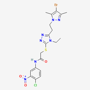 molecular formula C19H21BrClN7O3S B6033418 2-({5-[2-(4-bromo-3,5-dimethyl-1H-pyrazol-1-yl)ethyl]-4-ethyl-4H-1,2,4-triazol-3-yl}thio)-N-(4-chloro-3-nitrophenyl)acetamide 