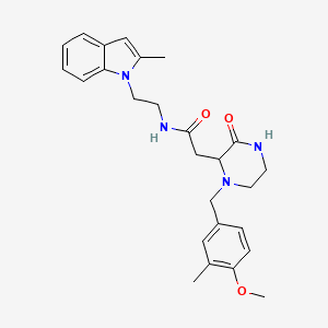 molecular formula C26H32N4O3 B6033480 2-[1-(4-methoxy-3-methylbenzyl)-3-oxo-2-piperazinyl]-N-[2-(2-methyl-1H-indol-1-yl)ethyl]acetamide 