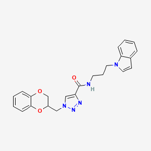 molecular formula C23H23N5O3 B6033489 1-(2,3-dihydro-1,4-benzodioxin-3-ylmethyl)-N-(3-indol-1-ylpropyl)triazole-4-carboxamide 