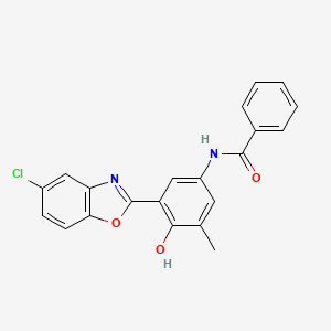 B603349 N-[3-(5-chloro-1,3-benzoxazol-2-yl)-4-hydroxy-5-methylphenyl]benzamide CAS No. 929863-61-6