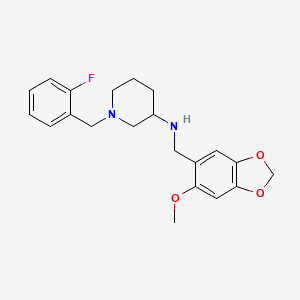 molecular formula C21H25FN2O3 B6033505 1-(2-fluorobenzyl)-N-[(6-methoxy-1,3-benzodioxol-5-yl)methyl]-3-piperidinamine 