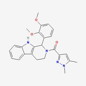 molecular formula C25H26N4O3 B6033520 1-(2,3-dimethoxyphenyl)-2-[(1,5-dimethyl-1H-pyrazol-3-yl)carbonyl]-2,3,4,9-tetrahydro-1H-beta-carboline 