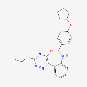 molecular formula C23H24N4O2S B6033566 6-[4-(cyclopentyloxy)phenyl]-3-(ethylthio)-6,7-dihydro[1,2,4]triazino[5,6-d][3,1]benzoxazepine 