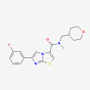 molecular formula C19H20FN3O2S B6033568 6-(3-fluorophenyl)-N-methyl-N-(tetrahydro-2H-pyran-4-ylmethyl)imidazo[2,1-b][1,3]thiazole-3-carboxamide 