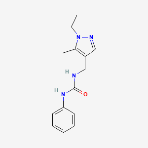 molecular formula C14H18N4O B6033573 N-[(1-ethyl-5-methyl-1H-pyrazol-4-yl)methyl]-N'-phenylurea 
