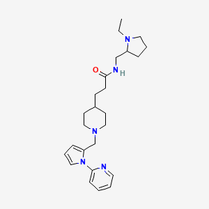 molecular formula C25H37N5O B6033575 N-[(1-ethyl-2-pyrrolidinyl)methyl]-3-(1-{[1-(2-pyridinyl)-1H-pyrrol-2-yl]methyl}-4-piperidinyl)propanamide 