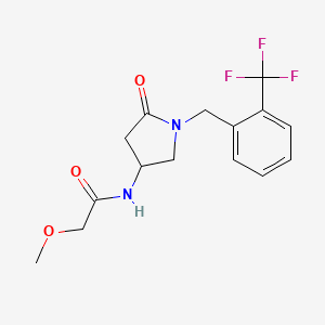 molecular formula C15H17F3N2O3 B6033577 2-methoxy-N-{5-oxo-1-[2-(trifluoromethyl)benzyl]-3-pyrrolidinyl}acetamide 