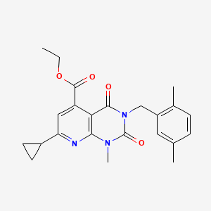 molecular formula C23H25N3O4 B6033590 ETHYL 7-CYCLOPROPYL-3-[(2,5-DIMETHYLPHENYL)METHYL]-1-METHYL-2,4-DIOXO-1H,2H,3H,4H-PYRIDO[2,3-D]PYRIMIDINE-5-CARBOXYLATE 