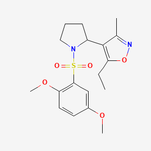 molecular formula C18H24N2O5S B6033605 4-{1-[(2,5-dimethoxyphenyl)sulfonyl]-2-pyrrolidinyl}-5-ethyl-3-methylisoxazole 