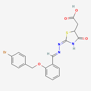 molecular formula C19H16BrN3O4S B6033643 [2-({2-[(4-bromobenzyl)oxy]benzylidene}hydrazono)-4-oxo-1,3-thiazolidin-5-yl]acetic acid 