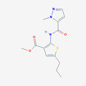 molecular formula C14H17N3O3S B6033662 methyl 2-{[(1-methyl-1H-pyrazol-5-yl)carbonyl]amino}-5-propyl-3-thiophenecarboxylate 