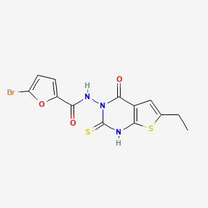 molecular formula C13H10BrN3O3S2 B6033677 5-bromo-N-(6-ethyl-2-mercapto-4-oxothieno[2,3-d]pyrimidin-3(4H)-yl)-2-furamide 