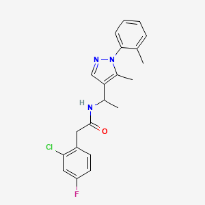molecular formula C21H21ClFN3O B6033707 2-(2-chloro-4-fluorophenyl)-N-{1-[5-methyl-1-(2-methylphenyl)-1H-pyrazol-4-yl]ethyl}acetamide 