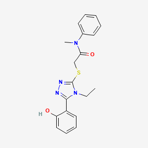 molecular formula C19H20N4O2S B6033715 2-{[4-ethyl-5-(2-hydroxyphenyl)-4H-1,2,4-triazol-3-yl]thio}-N-methyl-N-phenylacetamide 