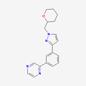 molecular formula C19H20N4O B6033720 2-{3-[1-(tetrahydro-2H-pyran-2-ylmethyl)-1H-pyrazol-3-yl]phenyl}pyrazine 