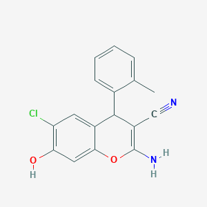 molecular formula C17H13ClN2O2 B6033740 2-amino-6-chloro-7-hydroxy-4-(2-methylphenyl)-4H-chromene-3-carbonitrile 