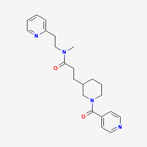 molecular formula C22H28N4O2 B6033744 3-(1-isonicotinoyl-3-piperidinyl)-N-methyl-N-[2-(2-pyridinyl)ethyl]propanamide 
