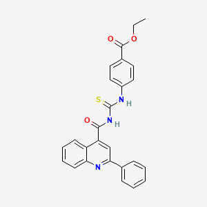 molecular formula C26H21N3O3S B6033756 ethyl 4-[({[(2-phenyl-4-quinolinyl)carbonyl]amino}carbonothioyl)amino]benzoate 