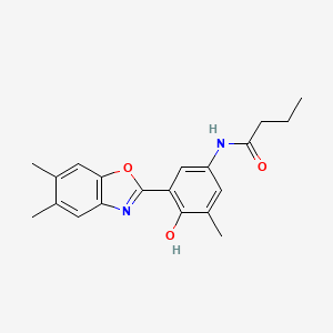 molecular formula C20H22N2O3 B603379 N-[3-(5,6-dimethyl-1,3-benzoxazol-2-yl)-4-hydroxy-5-methylphenyl]butanamide CAS No. 951969-96-3