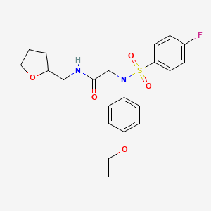 molecular formula C21H25FN2O5S B6033797 N~2~-(4-ethoxyphenyl)-N~2~-[(4-fluorophenyl)sulfonyl]-N~1~-(tetrahydro-2-furanylmethyl)glycinamide 
