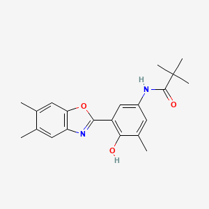 molecular formula C21H24N2O3 B603381 N-[3-(5,6-dimethyl-1,3-benzoxazol-2-yl)-4-hydroxy-5-methylphenyl]-2,2-dimethylpropanamide CAS No. 951927-80-3