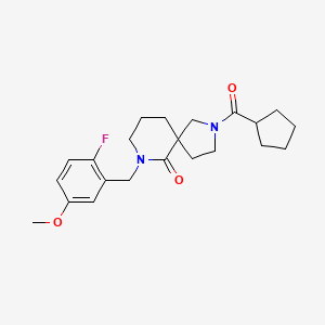 molecular formula C22H29FN2O3 B6033819 2-(cyclopentylcarbonyl)-7-(2-fluoro-5-methoxybenzyl)-2,7-diazaspiro[4.5]decan-6-one 