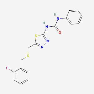 molecular formula C17H15FN4OS2 B6033852 N-(5-{[(2-fluorobenzyl)thio]methyl}-1,3,4-thiadiazol-2-yl)-N'-phenylurea 