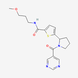 molecular formula C18H22N4O3S B6033860 N-(3-methoxypropyl)-5-[1-(5-pyrimidinylcarbonyl)-2-pyrrolidinyl]-2-thiophenecarboxamide 