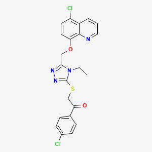 molecular formula C22H18Cl2N4O2S B6033862 1-(4-chlorophenyl)-2-[(5-{[(5-chloro-8-quinolinyl)oxy]methyl}-4-ethyl-4H-1,2,4-triazol-3-yl)thio]ethanone 