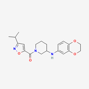 molecular formula C20H25N3O4 B6033889 N-(2,3-dihydro-1,4-benzodioxin-6-yl)-1-[(3-isopropyl-5-isoxazolyl)carbonyl]-3-piperidinamine 