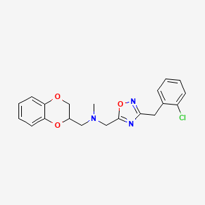 molecular formula C20H20ClN3O3 B6033890 1-[3-(2-chlorobenzyl)-1,2,4-oxadiazol-5-yl]-N-(2,3-dihydro-1,4-benzodioxin-2-ylmethyl)-N-methylmethanamine 