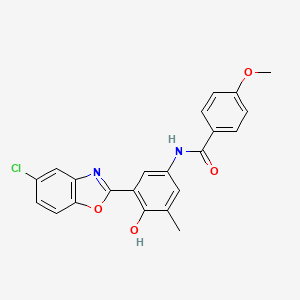 molecular formula C22H17ClN2O4 B603390 N-[3-(5-chloro-1,3-benzoxazol-2-yl)-4-hydroxy-5-methylphenyl]-4-methoxybenzamide CAS No. 929839-85-0