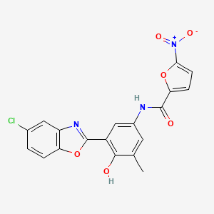 molecular formula C19H12ClN3O6 B603394 N-[3-(5-chloro-1,3-benzoxazol-2-yl)-4-hydroxy-5-methylphenyl]-5-nitro-2-furamide CAS No. 951972-14-8