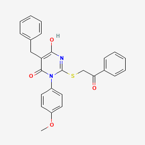 molecular formula C26H22N2O4S B6033944 5-benzyl-6-hydroxy-3-(4-methoxyphenyl)-2-[(2-oxo-2-phenylethyl)thio]-4(3H)-pyrimidinone 