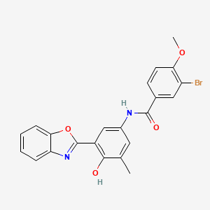 molecular formula C22H17BrN2O4 B603398 N-[3-(1,3-benzoxazol-2-yl)-4-hydroxy-5-methylphenyl]-3-bromo-4-methoxybenzamide CAS No. 921110-89-6
