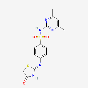 molecular formula C15H15N5O3S2 B6033984 N-(4,6-dimethyl-2-pyrimidinyl)-4-[(4-oxo-1,3-thiazolidin-2-ylidene)amino]benzenesulfonamide 