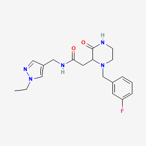 molecular formula C19H24FN5O2 B6033988 N-[(1-ethyl-1H-pyrazol-4-yl)methyl]-2-[1-(3-fluorobenzyl)-3-oxo-2-piperazinyl]acetamide 