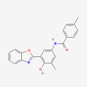 molecular formula C22H18N2O3 B603399 N-[3-(1,3-benzoxazol-2-yl)-4-hydroxy-5-methylphenyl]-4-methylbenzamide CAS No. 929968-56-9