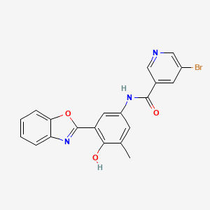 molecular formula C20H14BrN3O3 B603400 N-[3-(1,3-benzoxazol-2-yl)-4-hydroxy-5-methylphenyl]-5-bromonicotinamide CAS No. 929825-67-2