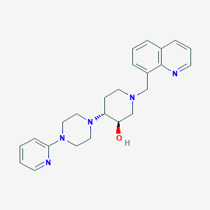molecular formula C24H29N5O B6034032 (3R*,4R*)-4-[4-(2-pyridinyl)-1-piperazinyl]-1-(8-quinolinylmethyl)-3-piperidinol 