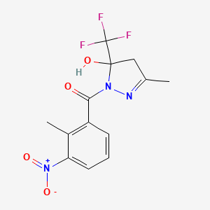 molecular formula C13H12F3N3O4 B6034045 3-methyl-1-(2-methyl-3-nitrobenzoyl)-5-(trifluoromethyl)-4,5-dihydro-1H-pyrazol-5-ol 
