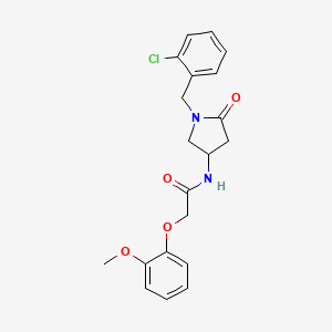 molecular formula C20H21ClN2O4 B6034064 N-[1-(2-chlorobenzyl)-5-oxo-3-pyrrolidinyl]-2-(2-methoxyphenoxy)acetamide 