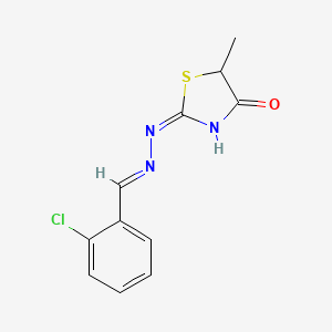 molecular formula C11H10ClN3OS B6034065 2-chlorobenzaldehyde (5-methyl-4-oxo-1,3-thiazolidin-2-ylidene)hydrazone 