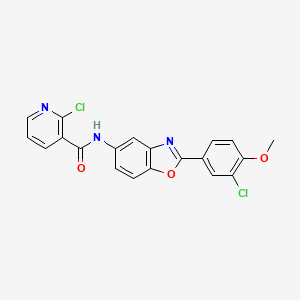molecular formula C20H13Cl2N3O3 B603407 2-chloro-N-[2-(3-chloro-4-methoxyphenyl)-1,3-benzoxazol-5-yl]nicotinamide CAS No. 1003432-96-9