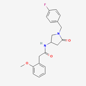 molecular formula C20H21FN2O3 B6034085 N-[1-(4-fluorobenzyl)-5-oxo-3-pyrrolidinyl]-2-(2-methoxyphenyl)acetamide 
