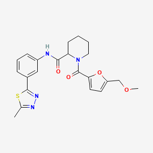 molecular formula C22H24N4O4S B6034122 1-[5-(methoxymethyl)-2-furoyl]-N-[3-(5-methyl-1,3,4-thiadiazol-2-yl)phenyl]-2-piperidinecarboxamide 