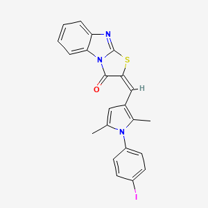 molecular formula C22H16IN3OS B6034123 2-{[1-(4-iodophenyl)-2,5-dimethyl-1H-pyrrol-3-yl]methylene}[1,3]thiazolo[3,2-a]benzimidazol-3(2H)-one 
